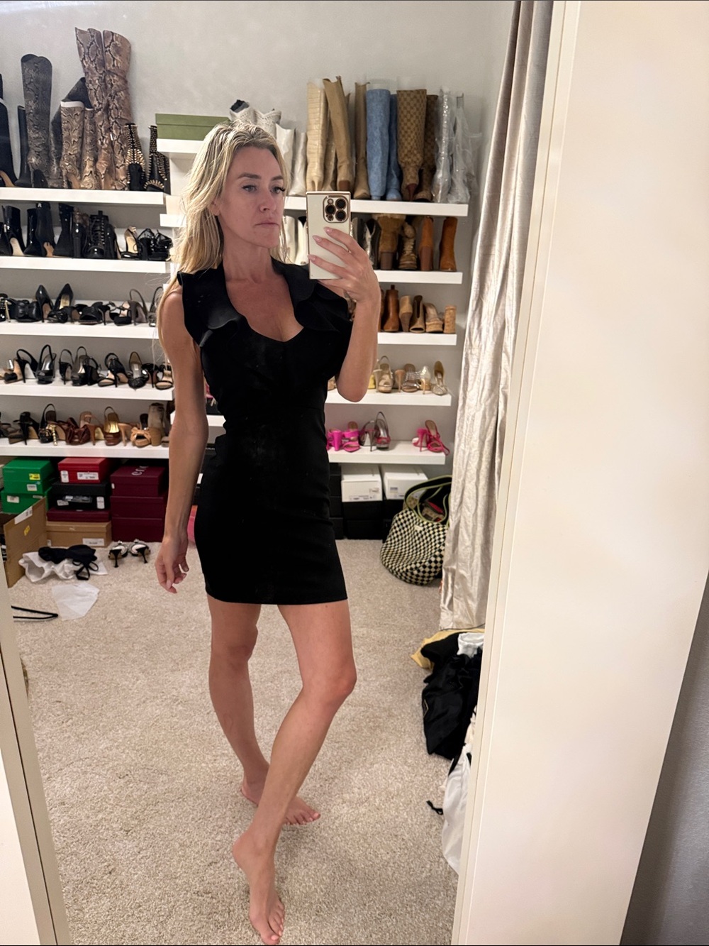 Foreign Exchange Black Ruffle Halter Mini Dress